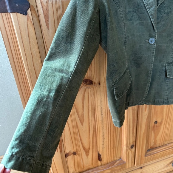 Caribbean Joe Jacket Army Green Floral print 100% Cotton Women's Size 10 - Picture 11 of 12
